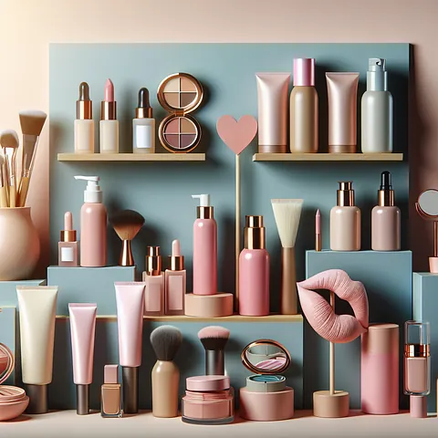 Realistic stock image of beauty products display