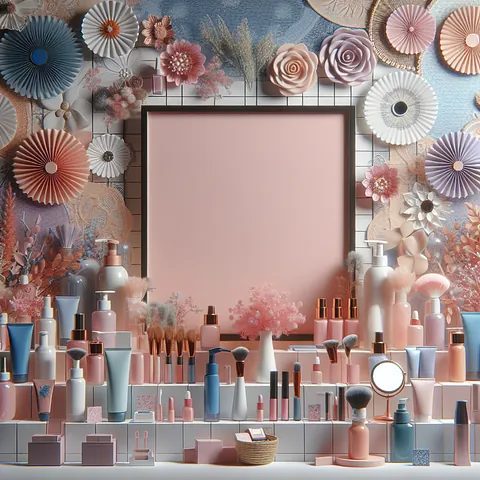 Realistic stock image of beauty products display